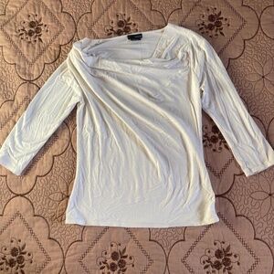 kenzie white quarter sleeve with cowl neckline